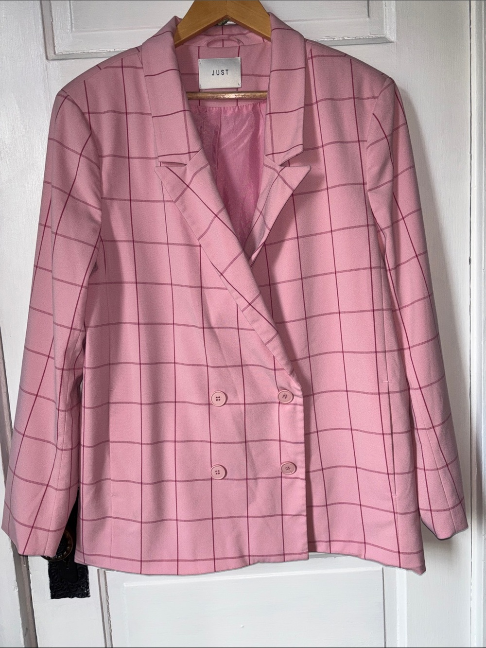 JUST FEMALE ROSE CHECK VALERIA BLAZER